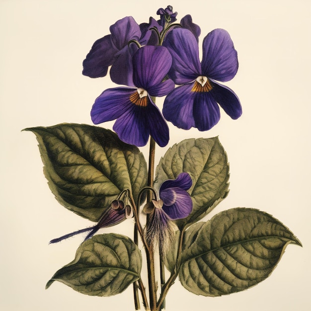 Foto un'illustrazione generata dall'ai di un bellissimo fiore viola vibrante con petali delicati su uno sfondo bianco croccante