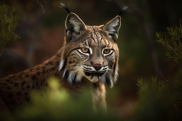 AI generated illustration of beautiful wild lynx in its natural habitat