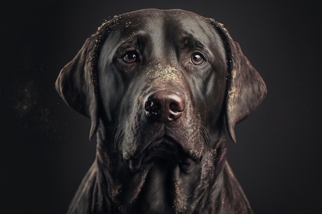 AI generated illustration of a black Labrador Retriever portrait