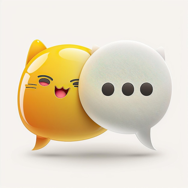 ai generated illustration Cartoon 3d Rendering of happy emoji message box