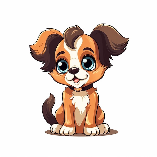 AI generated illustration of a cartoon Chihuahua puppy with a friendly smile on a white background