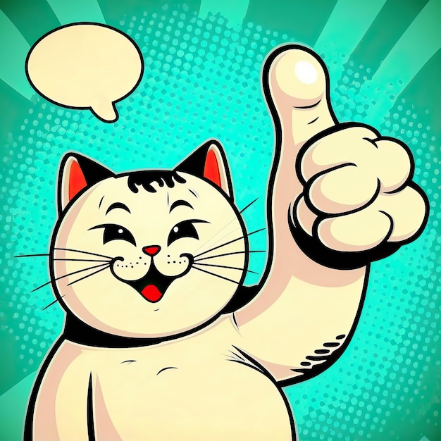 ai generated Illustration cat giving thumbs up