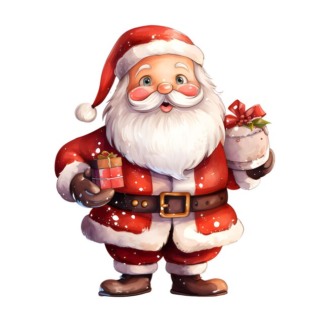 AI generated illustration of a cheerful Santa Claus wearing traditional festive attire