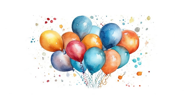 An AI generated illustration of a collection of colorful, air-filled balloons on a white background