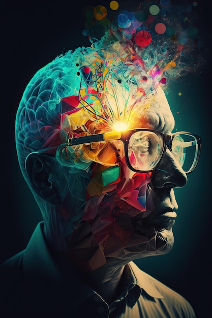 Ai generated illustration of colorful brain splash Brainstorm and inspire concept