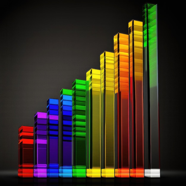 Photo ai generated illustration colorful business financial bar chart diagram on gray