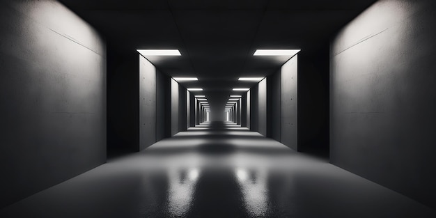 Ai generated illustration of corridor room space concrete hall