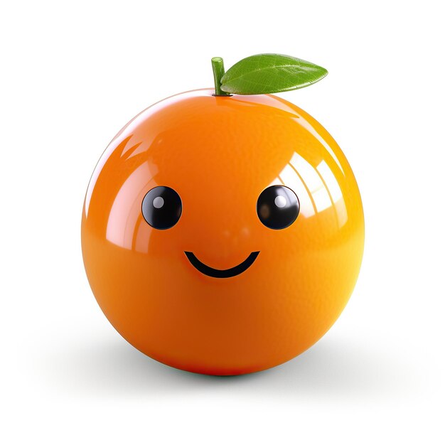 ai generated Illustration of cute 3d cartoon charater orange fruit isolated white