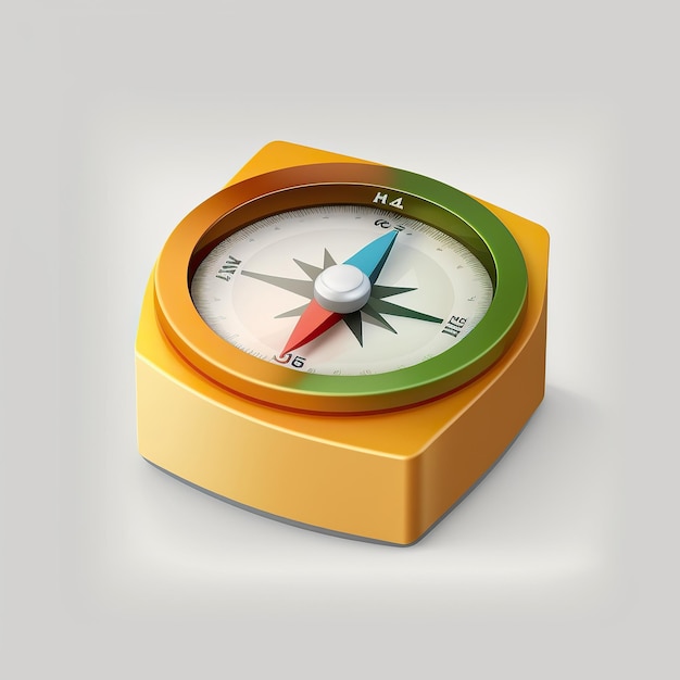 ai generated Illustration of cute 3d compass on isolated white