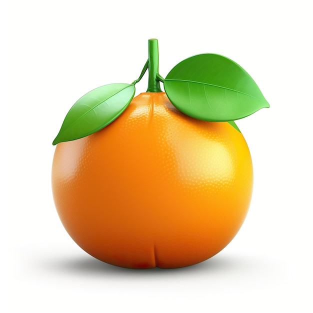 평평한 배경에 고립 된 귀여운 3d 오렌지 과일의 일러스트 된 생성