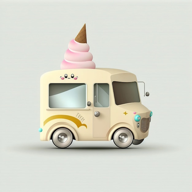 ai generated illustration cute colorful ice cream dessert food truck