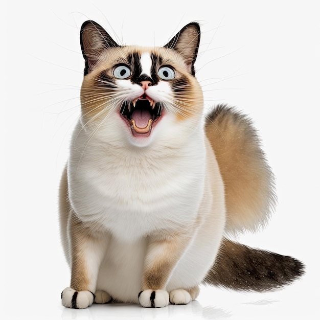 Ai generated illustration of cute snowshoe cat big eyes look up