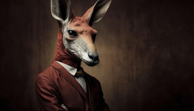 AI-generated illustration of a deer in a man's body wearing a suit and tie.