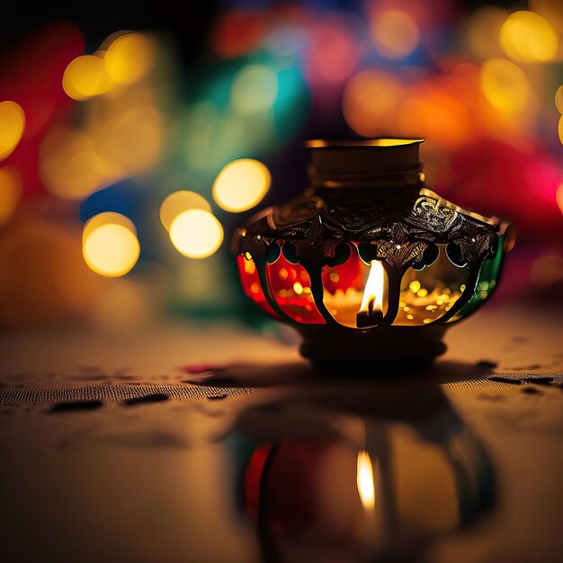 Ai generated illustration diya lamps lit during Diwali Hindu festival of lights celebration