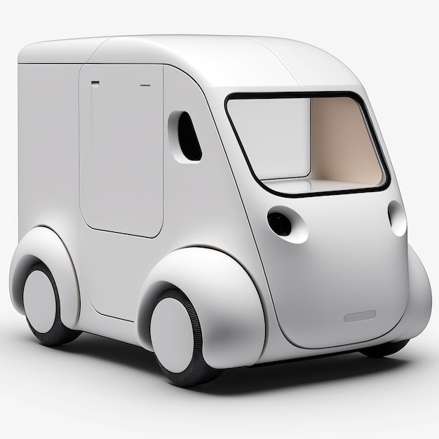 Ai generated illustration ev small car against white background