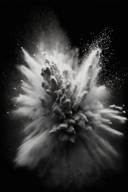 Photo ai generated illustration of an explosion of vibrant powder against a dark background