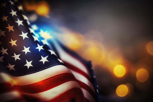 Ai generated illustration of flag of the USA selective focus