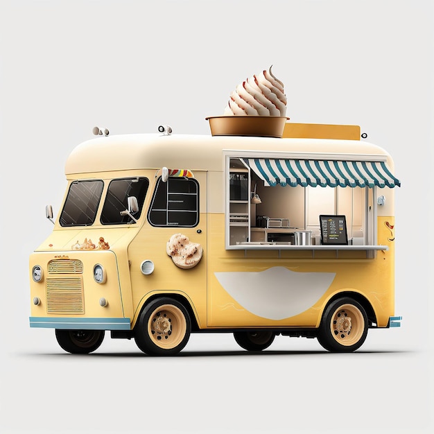 ai generated illustration food truck against white background