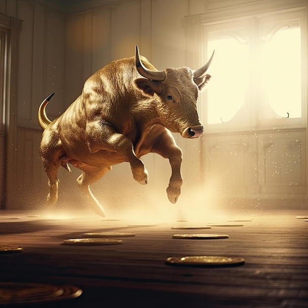 AI generated illustration of golden Bull