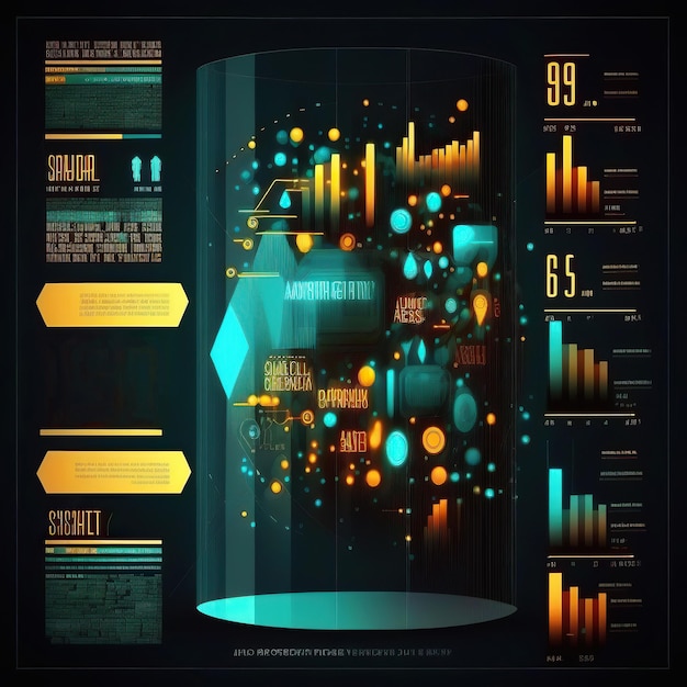 Photo ai generated illustration of graph and chart modern graphic interface