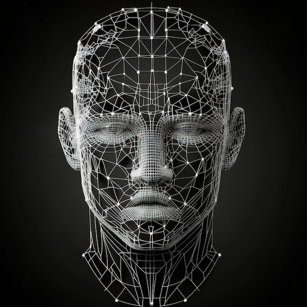 Photo ai generated illustration of a head constructing from cubes and triangles artificial intelligence