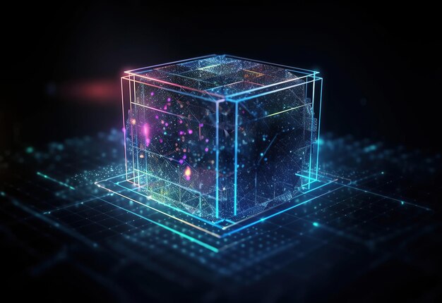 Ai generated illustration Holographic IT abstract Server data connected