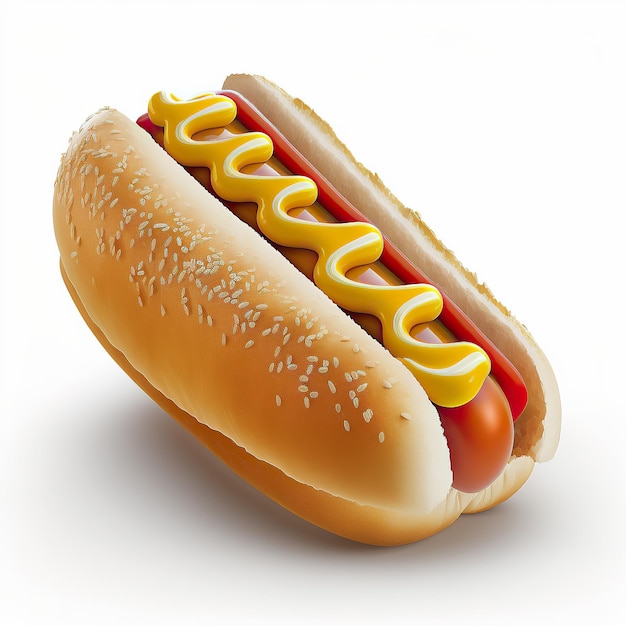 Ai generated Illustration of hotdog against white background