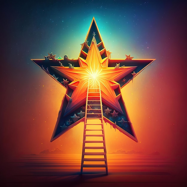 Ai generated illustration Ladder to the star Goal achievement concept