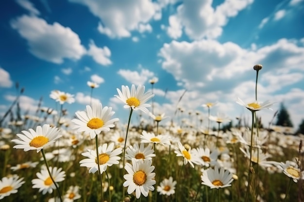 Ai generated illustration of Meadow of daisies