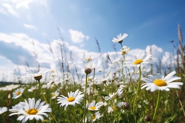 Ai generated illustration of Meadow of daisies