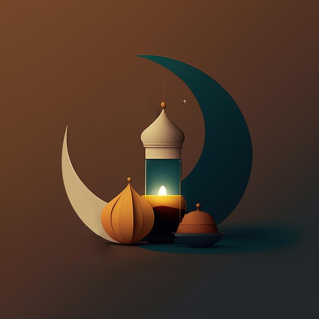 Ai generated illustration of minimalist style for ramadan greeting