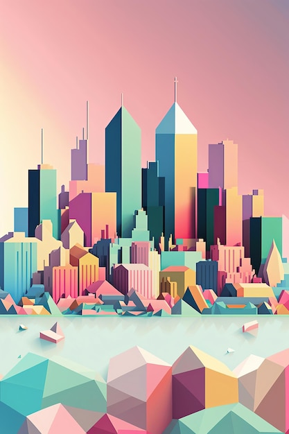 Photo ai generated illustration modern art poster low poly of montreal canada