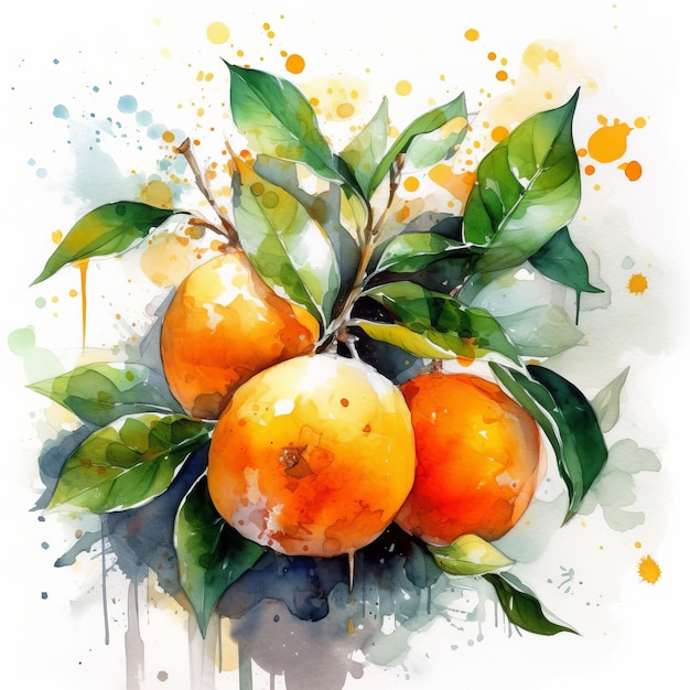 Photo ai generated illustration ofa painting featuring a still life of peaches and leaves