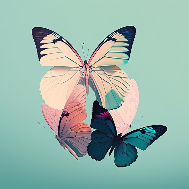 Ai generated illustration pastel color of butterfly against pastel background