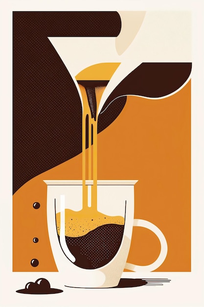 Ai generated Illustration pouring espresso to a cup