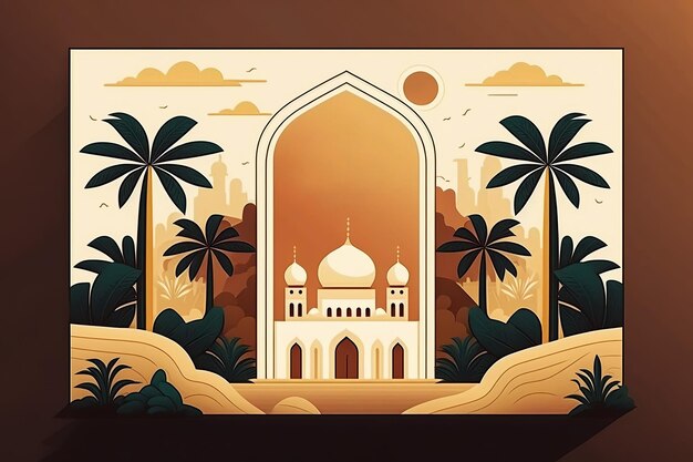 Ai generated illustration Ramadan Mosque Background