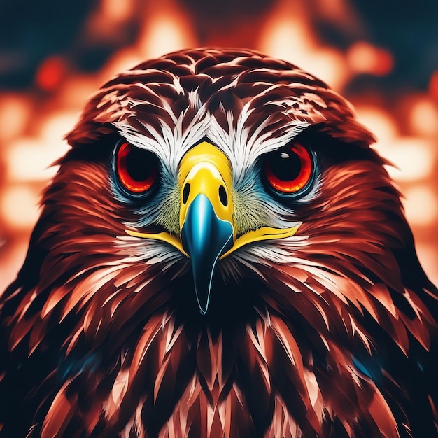AIが生成した赤い鷹のイラスト