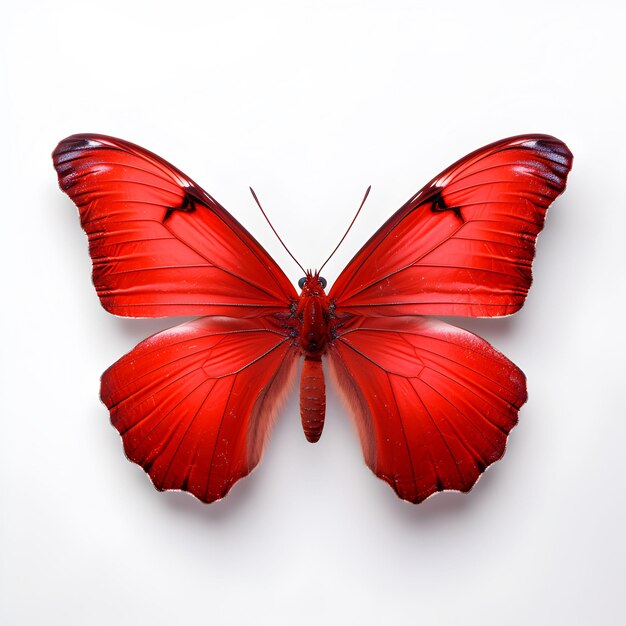 Photo ai generated illustration of a red phosphor butterfly on a white background