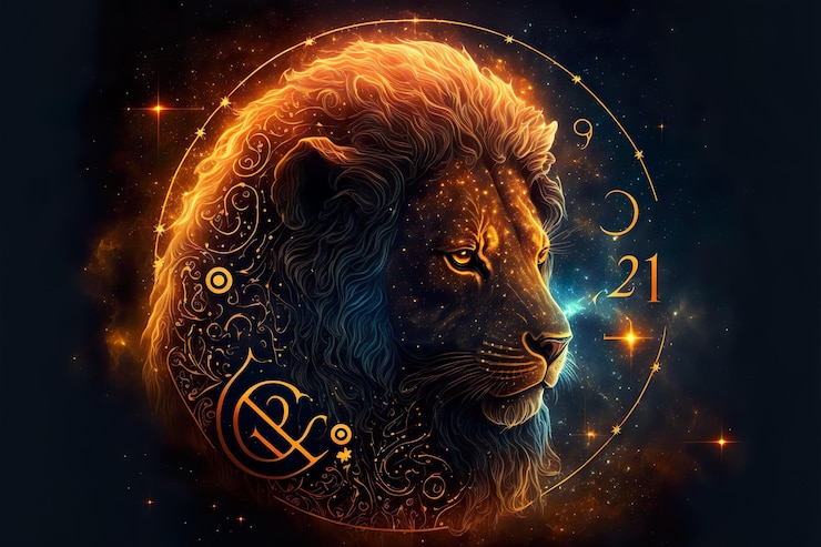 Photo an ai generated illustration of spirituality leo astrological sign with galaxy background, horoscope