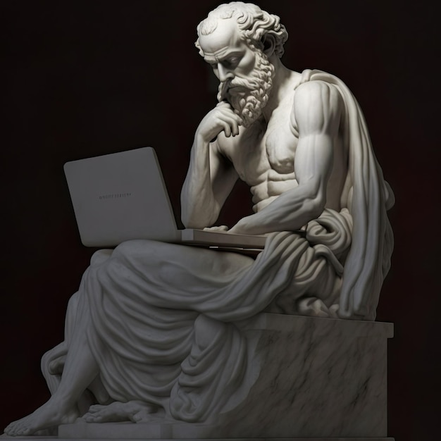 Foto illustrazione generata dall'ia della statua di socrate, il filosofo greco classico