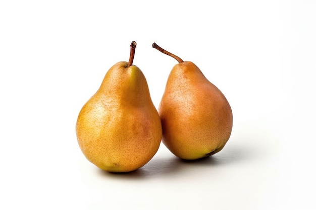 AI generated illustration of a still life of fresh and ripe pears on a white background