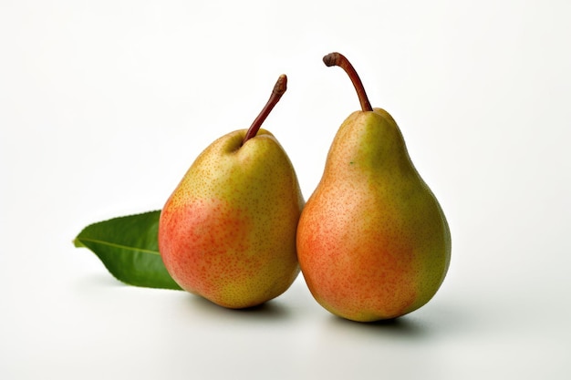 AI generated illustration of a still life of fresh and ripe pears on a white background