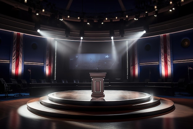 Ai generated illustration of USA Presidential debate on the stage concept