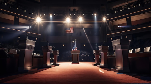 Photo ai generated illustration of usa presidential debate on the stage concept