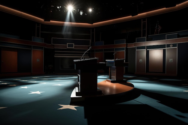 Ai generated illustration of USA Presidential debate on the stage concept