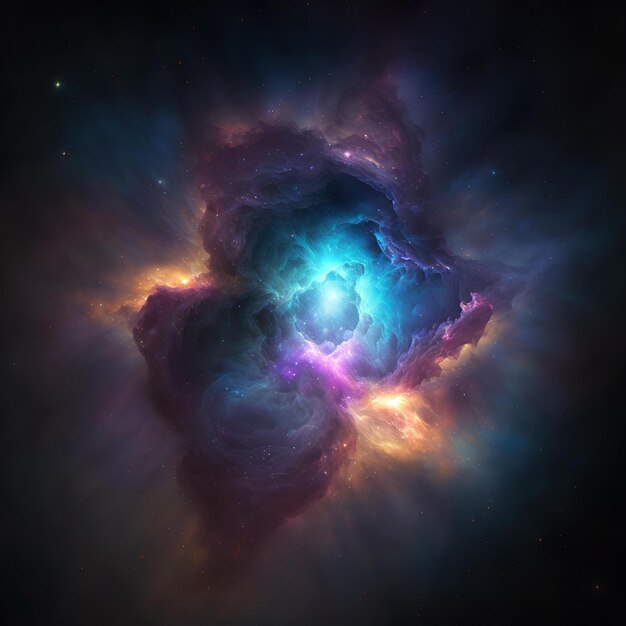 Foto l'ia ha generato un'illustrazione di uno sfondo vibrante di una nebulosa viola, blu e rosa nello spazio