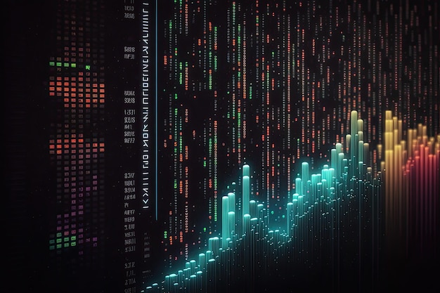 データ センターのビッグデータ デジタル データ ストリームの AI 生成イラスト視覚化