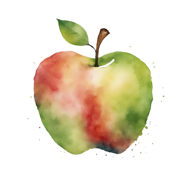 Photo ai generated illustration of a watercolor apple on a white background