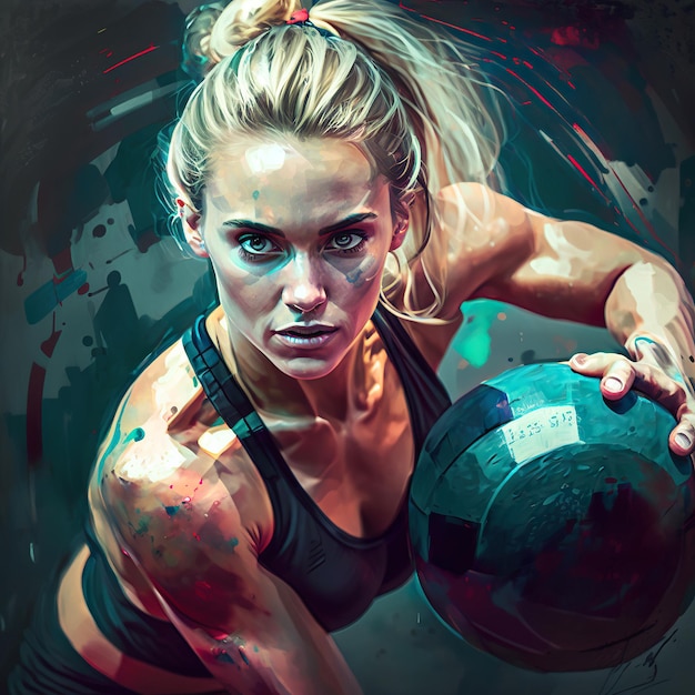 Ai generated illustration of wen well trained crossfit athlete women with a ripped masculine body