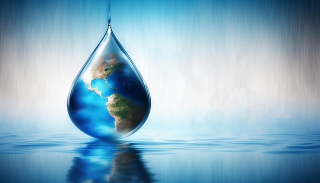 Ai generated illustration World Water Day with world in clean water drop on and fresh water